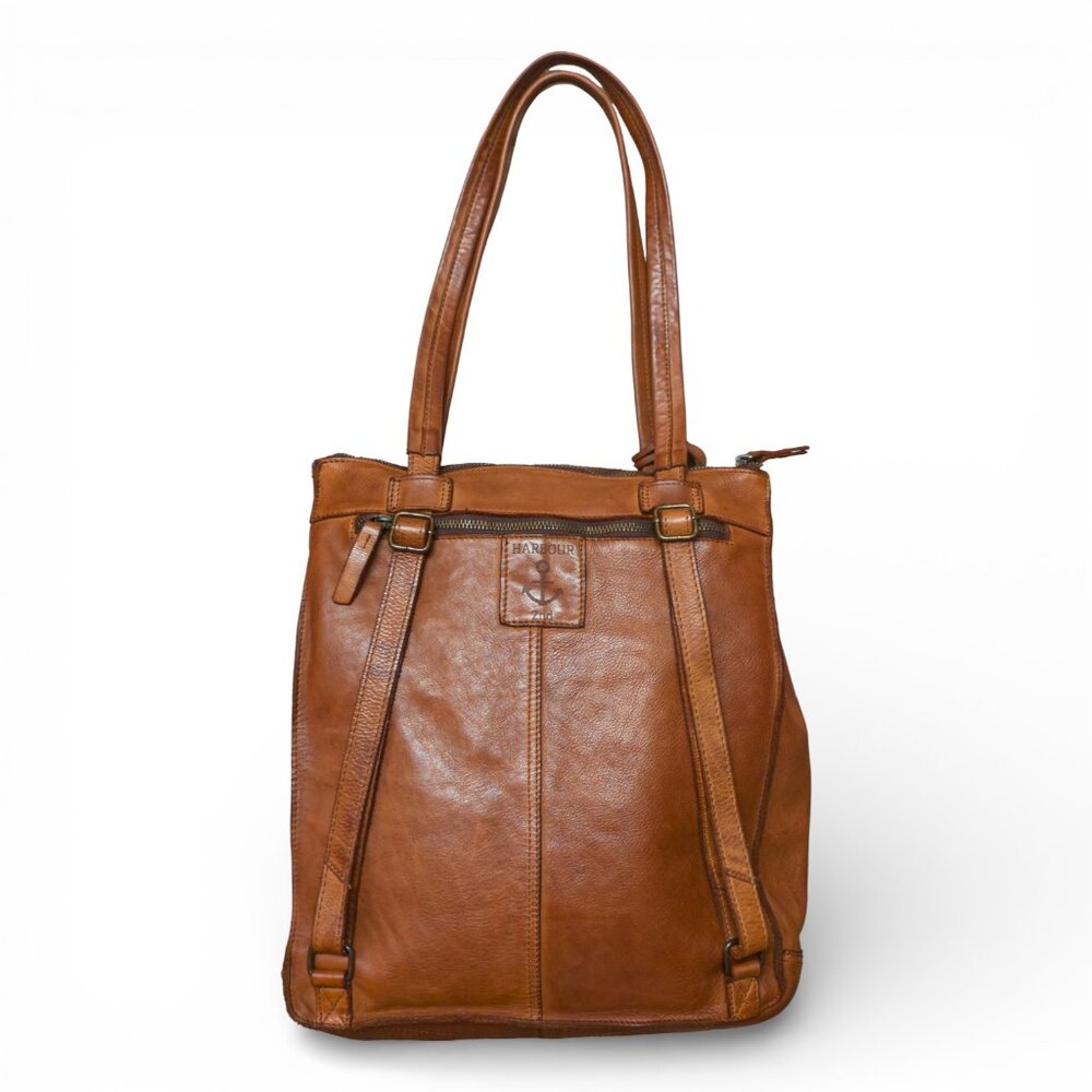 Harbour 2nd Cognac Leather Convertible Shopper Tote Backpack Anchor Charm